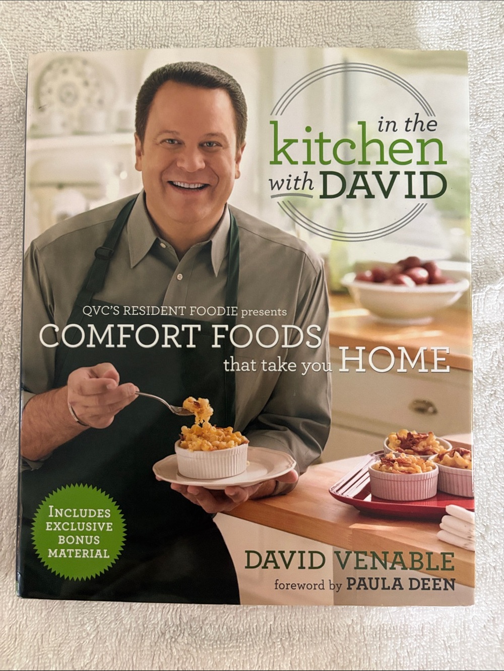 QVC In the Kitchen with David Cookbook - Green and Cream Cover